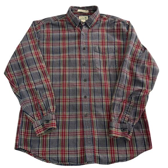L.L.Bean Flannel Shirt Men's Medium Multicolor Plaid Button Down Traditional Fit - Picture 1 of 5